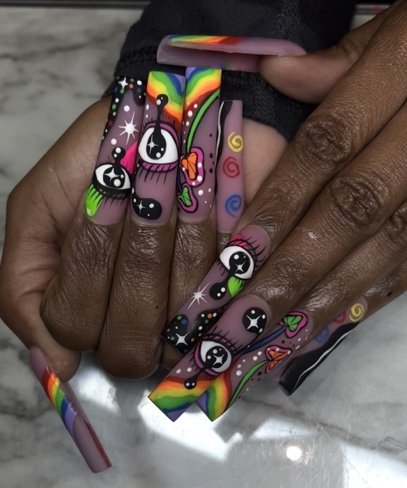 XXL cartoon art set with rainbow and eye designs