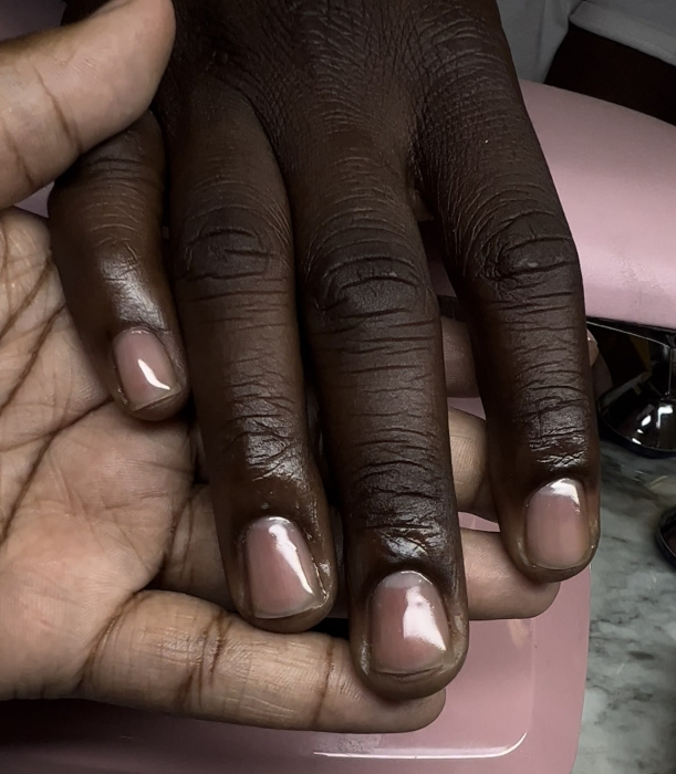 Clean natural manicure on short nails