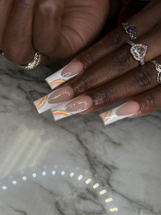 Rainbow French tip nail set